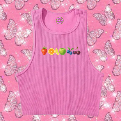 6 Fruity Crop Tank Top Pink Shirts & Tops PinkLimes Trending Streetwear