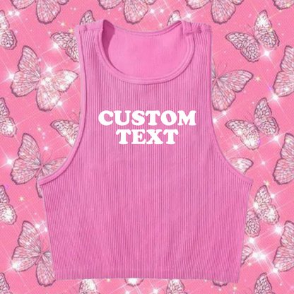 Custom Text Tank Top Pink Shirts & Tops PinkLimes Trending Streetwear