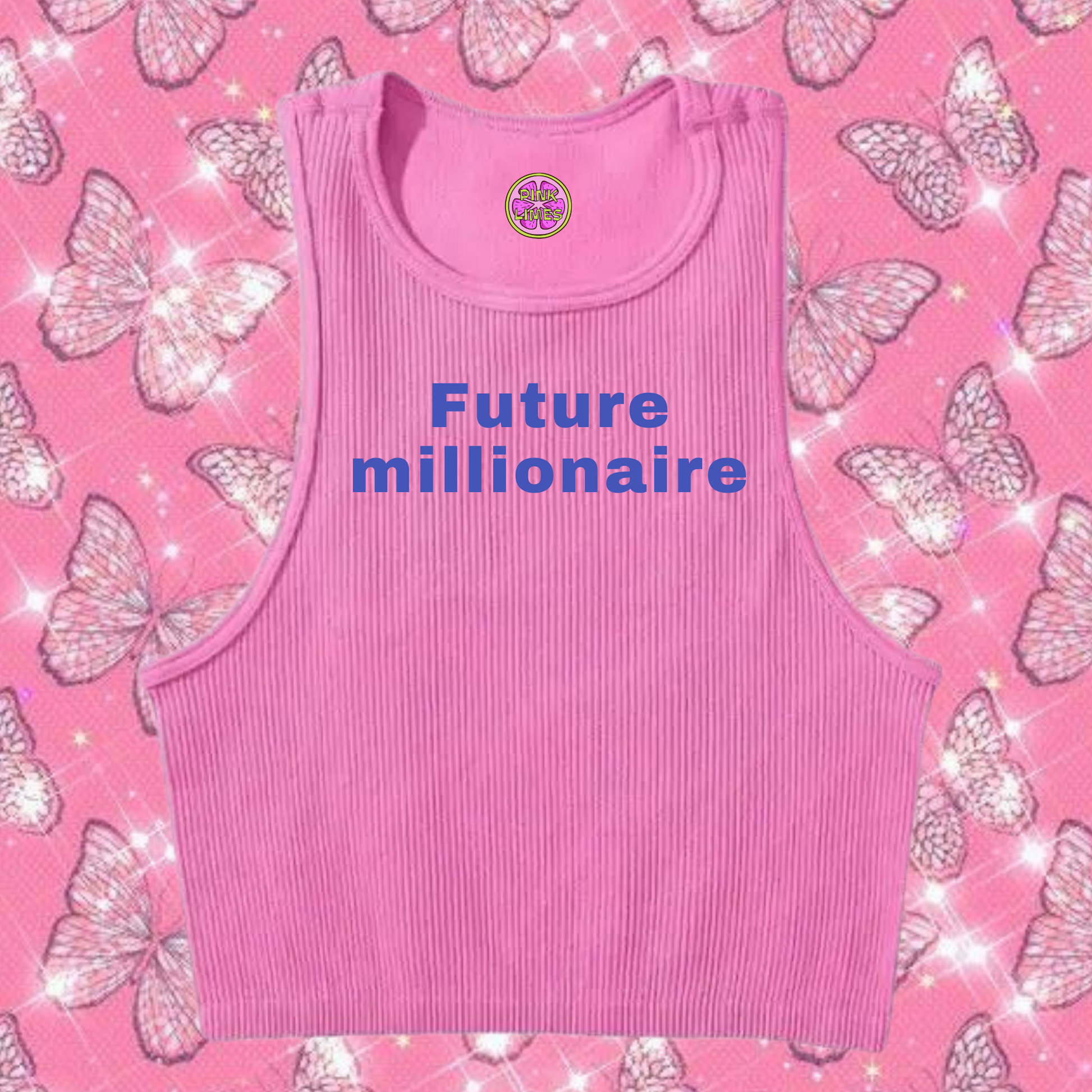 Future billionaire Crop Tank Top Pink Shirts & Tops PinkLimes Trending Streetwear