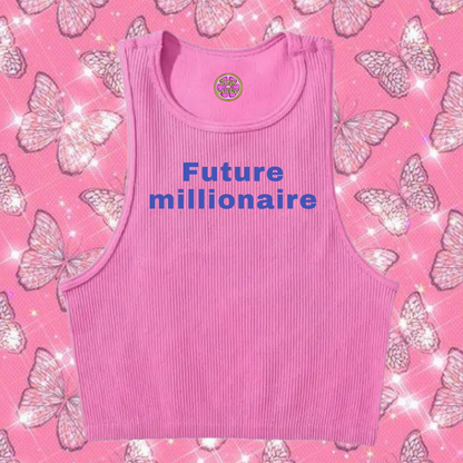 Future billionaire Crop Tank Top Pink Shirts & Tops PinkLimes Trending Streetwear