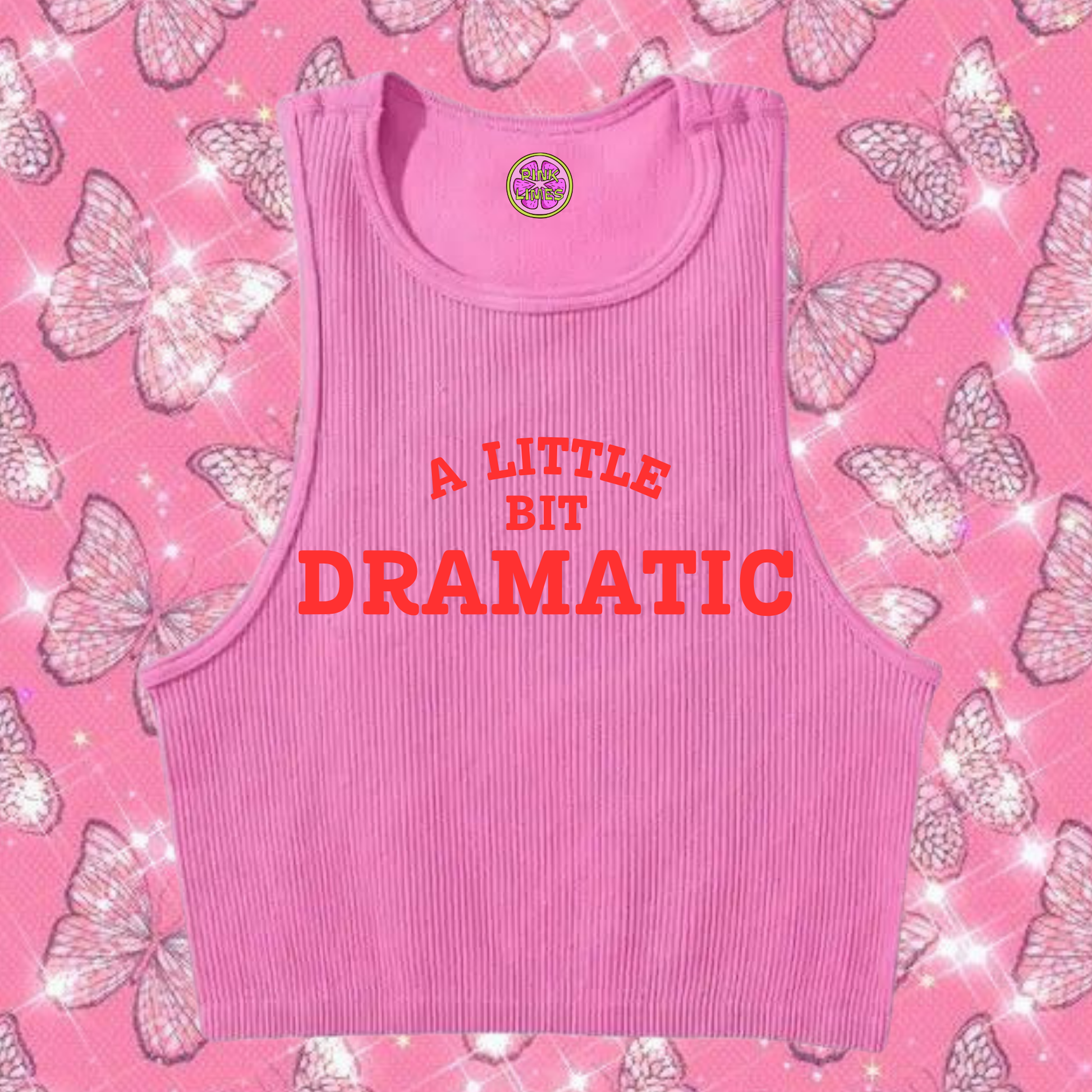 A Little Bit Dramatic Crop Tank Top Pink Shirts & Tops PinkLimes Trending Streetwear