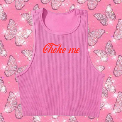 Choke Me Crop Tank Top Pink Shirts & Tops PinkLimes Trending Streetwear