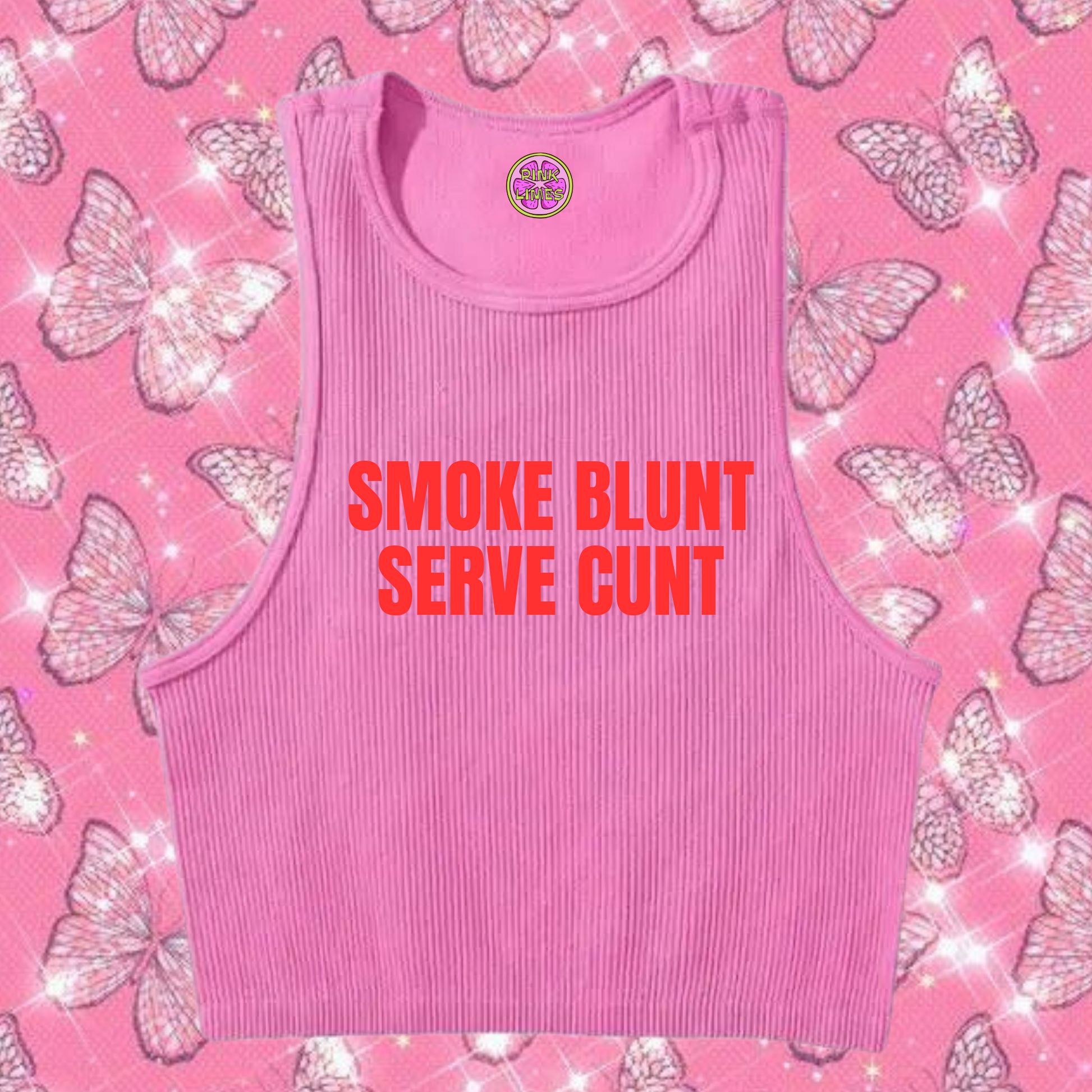 Smoke Blunt Serve C*nt Tank Top Pink Shirts & Tops PinkLimes Trending Streetwear