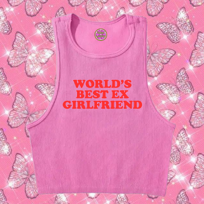 World's Best Ex Girlfriend Crop Tank Top Pink Shirts & Tops PinkLimes Trending Streetwear