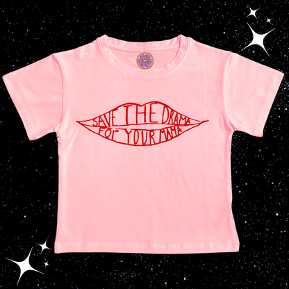 Save The Drama For Your Mama Crop Tee Pink Shirts & Tops PinkLimes Trending Streetwear