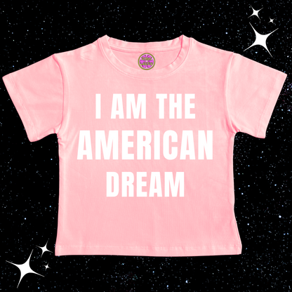 I Am The American Dream Crop Tee Pink Shirts & Tops PinkLimes Trending Streetwear