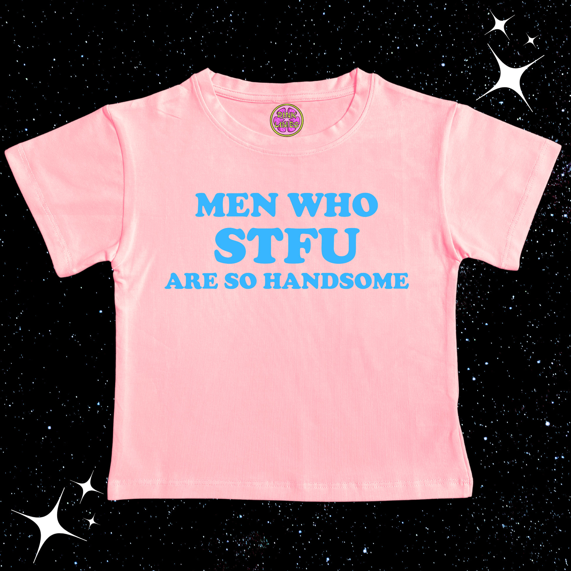 Men Who STFU Are So Handsome Crop Tee Pink Shirts & Tops PinkLimes Trending Streetwear