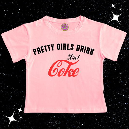 Pretty Girls Drink Diet Coke Crop Tee Pink Shirts & Tops PinkLimes Trending Streetwear