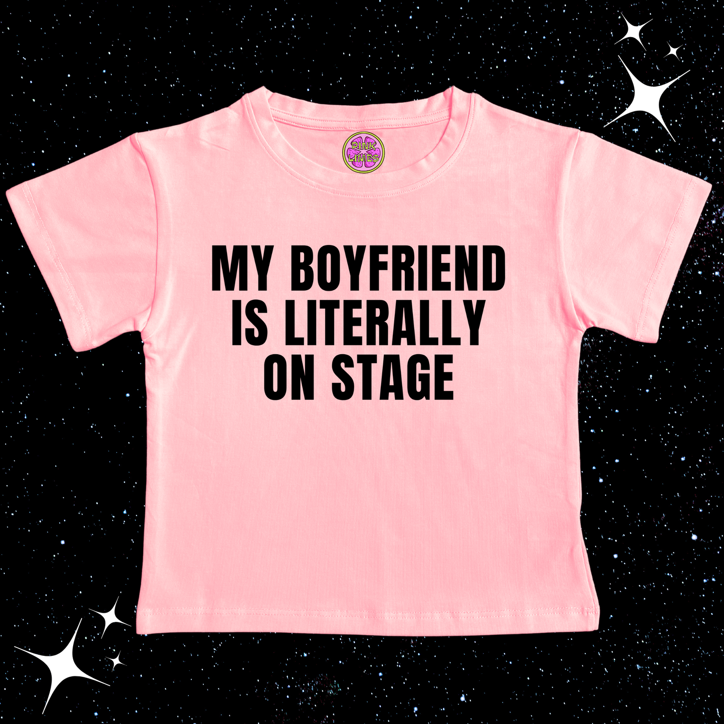 My Boyfriend Is Literally On Stage Crop Tee Pink Shirts & Tops PinkLimes Trending Streetwear