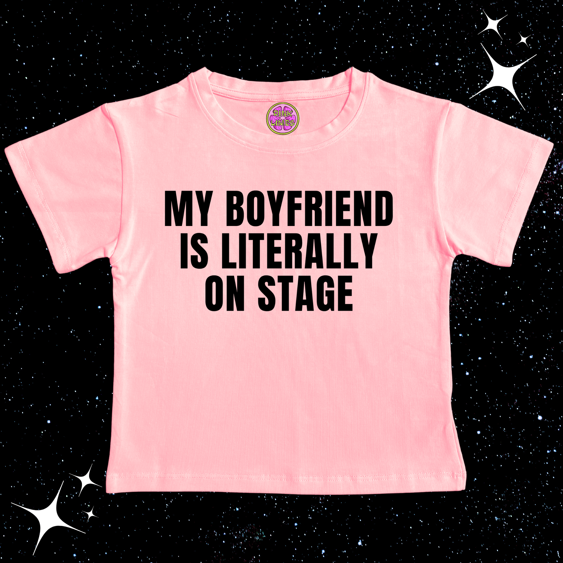 My Boyfriend Is Literally On Stage Crop Tee Pink Shirts & Tops PinkLimes Trending Streetwear
