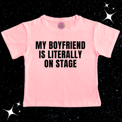 My Boyfriend Is Literally On Stage Crop Tee Pink Shirts & Tops PinkLimes Trending Streetwear