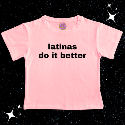 Latinas Do It Better Crop Tee Pink Shirts & Tops PinkLimes Trending Streetwear