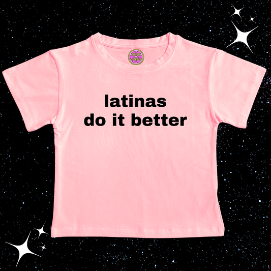 Latinas Do It Better Crop Tee Pink Shirts & Tops PinkLimes Trending Streetwear