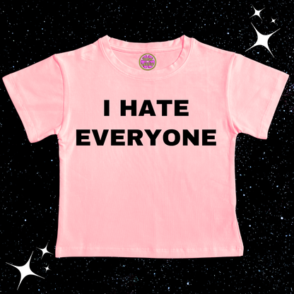 I HATE EVERYONE Crop Tee Pink Shirts & Tops PinkLimes Trending Streetwear