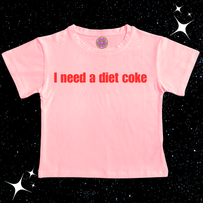 I Need A Diet Coke Crop Tee Pink Shirts & Tops PinkLimes Trending Streetwear