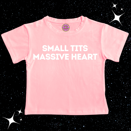 Small T*ts Massive Heart Crop Tee Pink Shirts & Tops PinkLimes Trending Streetwear