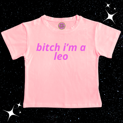 B*itch I'm A Zodiac Sign Crop Tee Pink Shirts & Tops PinkLimes Trending Streetwear