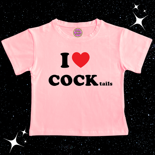 I LOVE COCKtails Crop Tee Pink Shirts & Tops PinkLimes Trending Streetwear