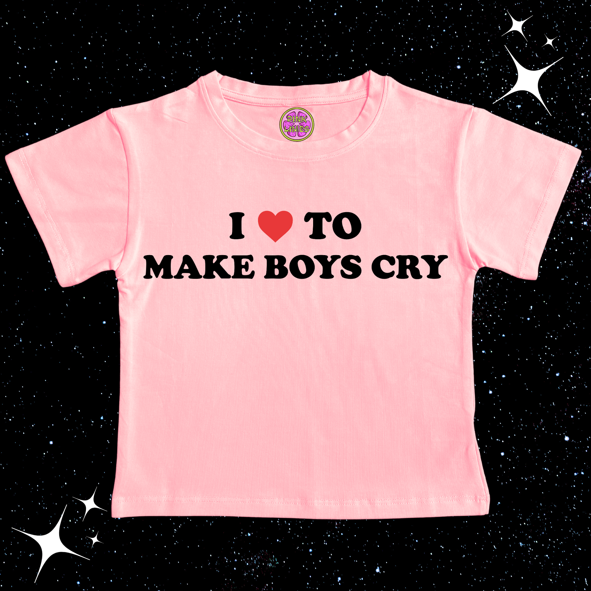 I Love To Make Boys Cry Crop Tee Pink Shirts & Tops PinkLimes Trending Streetwear