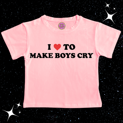 I Love To Make Boys Cry Crop Tee Pink Shirts & Tops PinkLimes Trending Streetwear