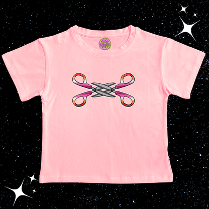 Scissor Love Crop Tee Pink Shirts & Tops PinkLimes Trending Streetwear