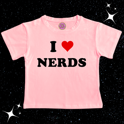 I Love Nerds Crop Tee Pink Shirts & Tops PinkLimes Trending Streetwear