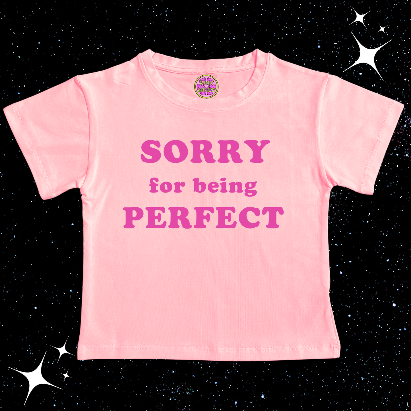 Sorry For Being Perfect Crop Tee Pink Shirts & Tops PinkLimes Trending Streetwear