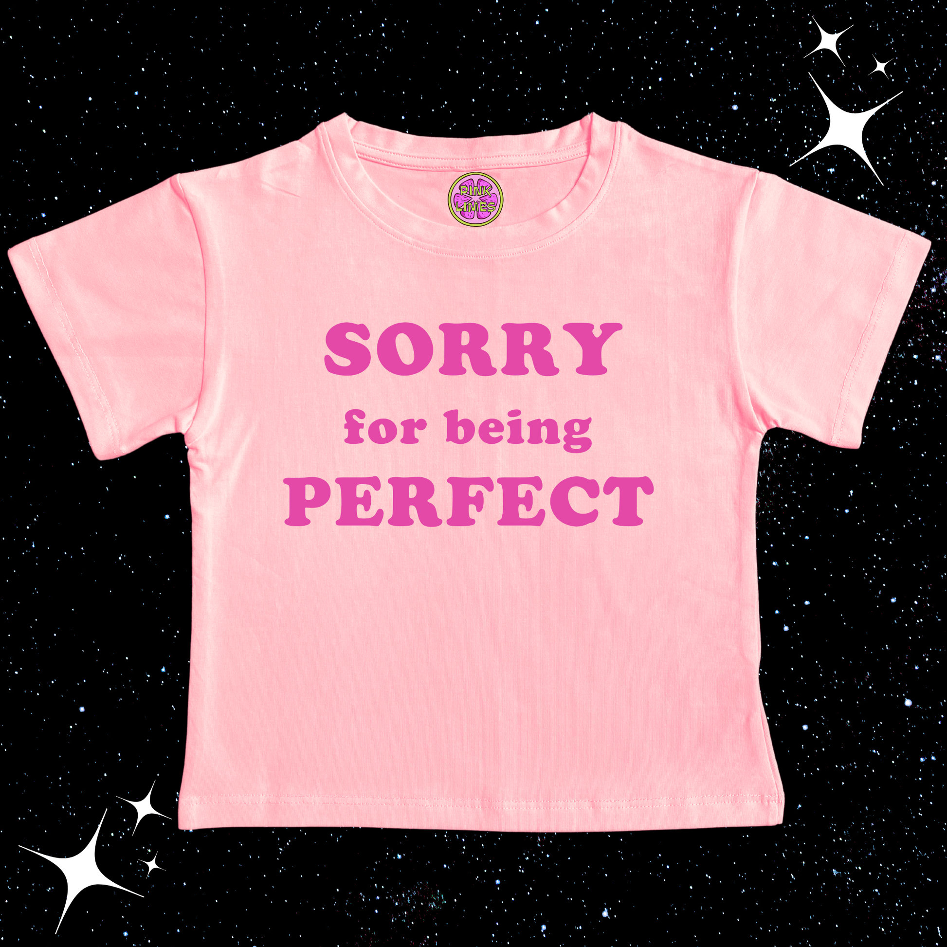 Sorry For Being Perfect Crop Tee Pink Shirts & Tops PinkLimes Trending Streetwear