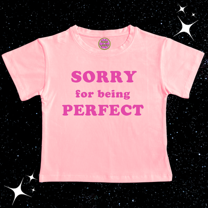 Sorry For Being Perfect Crop Tee Pink Shirts & Tops PinkLimes Trending Streetwear