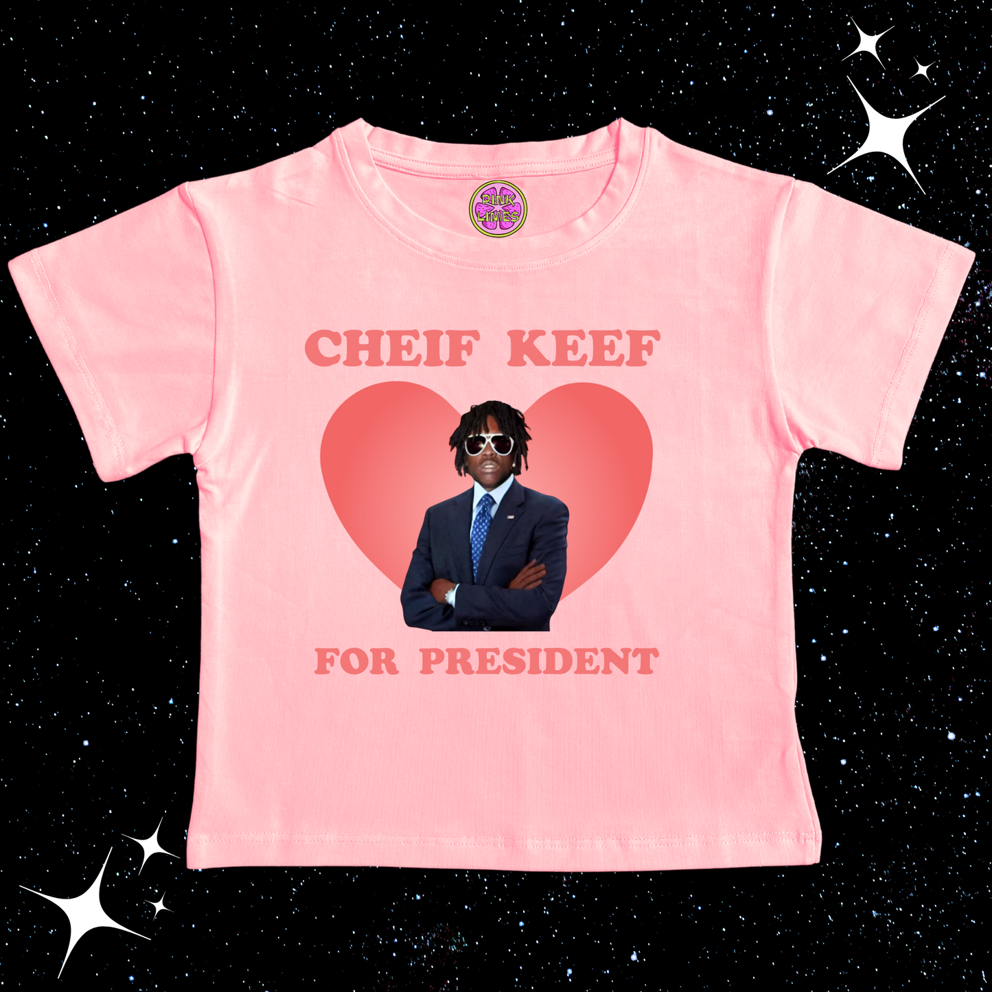 Chief Keef For President Crop Tee Pink Shirts & Tops PinkLimes Trending Streetwear