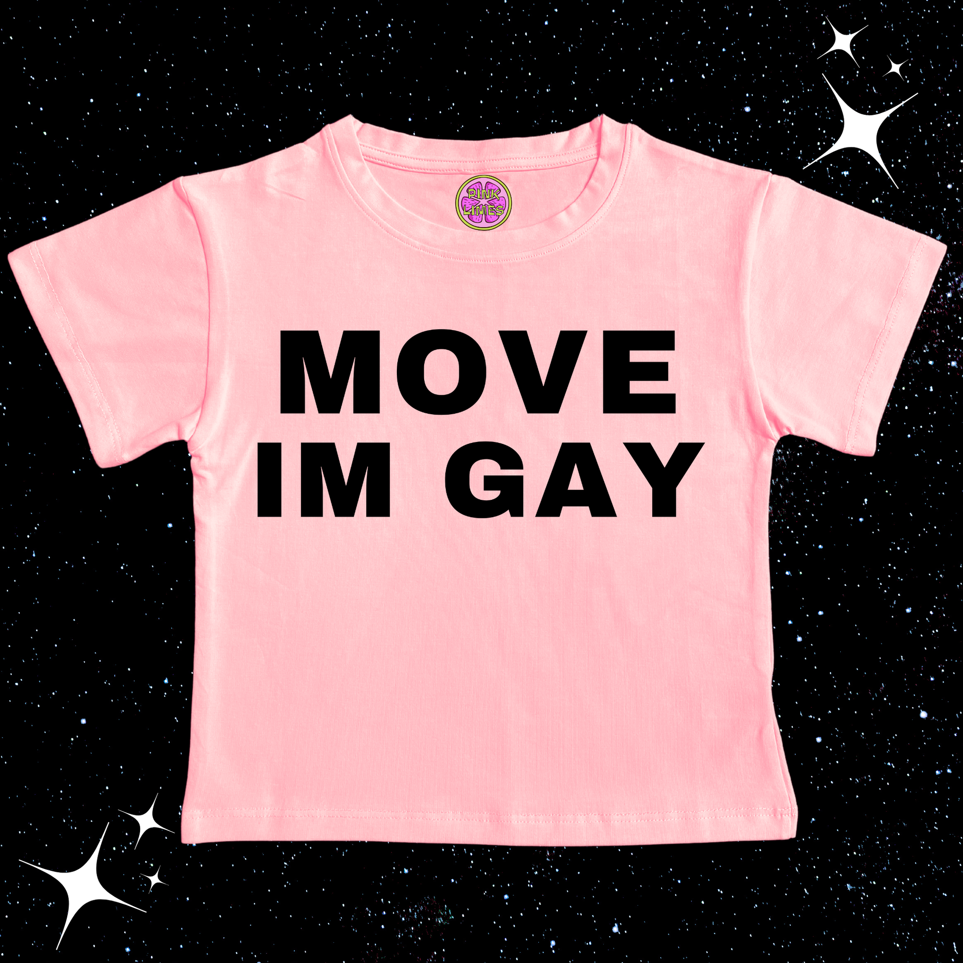 MOVE IM GAY Crop Tee Pink Shirts & Tops PinkLimes Trending Streetwear
