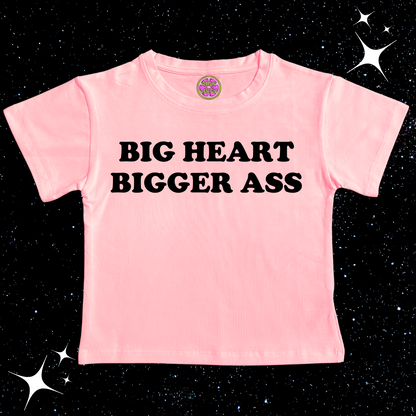 Big Heart Bigger Ass Crop Tee Pink Shirts & Tops PinkLimes Trending Streetwear