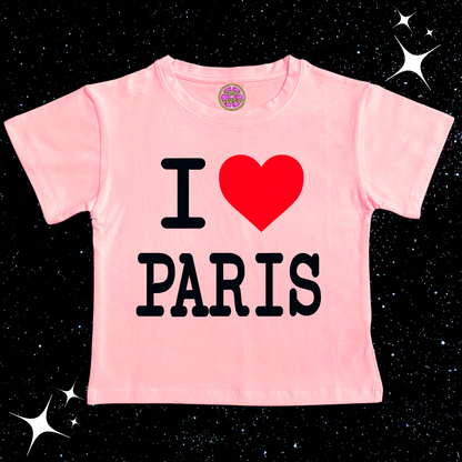 I Love Paris Crop Tee Pink Shirts & Tops PinkLimes Trending Streetwear
