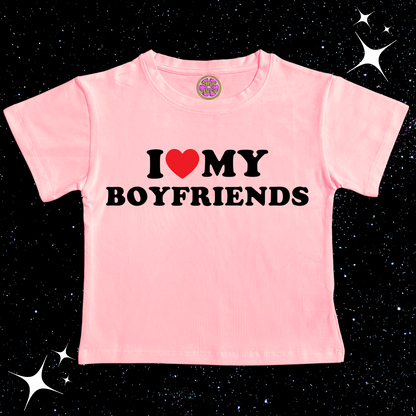 I Love My Boyfriends Crop Tee Pink Shirts & Tops PinkLimes Trending Streetwear