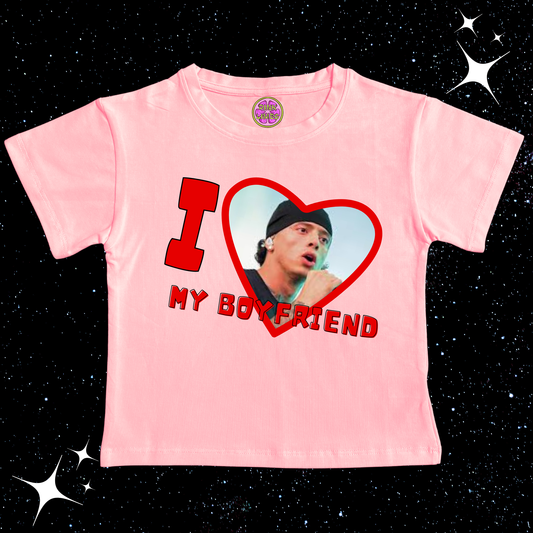 I Love My Boyfriend Custom Photo Crop Tee Pink Shirts & Tops PinkLimes Trending Streetwear