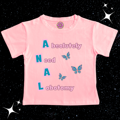 Absolutely Need A Lobotomy Crop Tee Pink Shirts & Tops PinkLimes Trending Streetwear