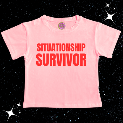 Situationship Survivor Crop Tee Pink Shirts & Tops PinkLimes Trending Streetwear