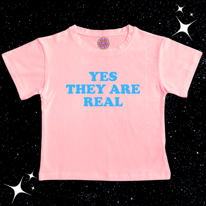 Yes They Are Real Crop Tee Pink Shirts & Tops PinkLimes Trending Streetwear