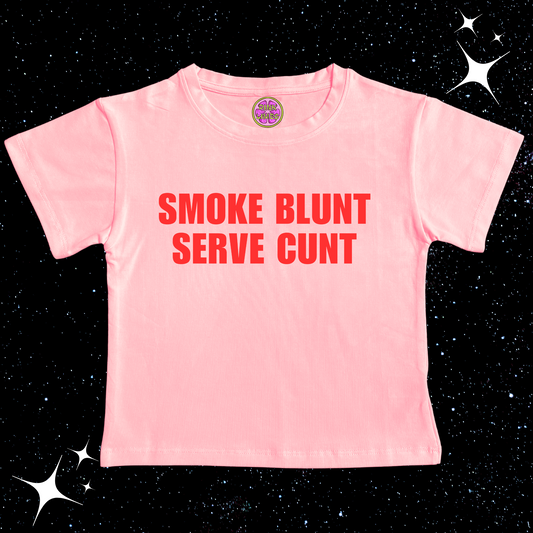 Smoke Blunt Serve C*nt Crop Tee Pink Shirts & Tops PinkLimes Trending Streetwear