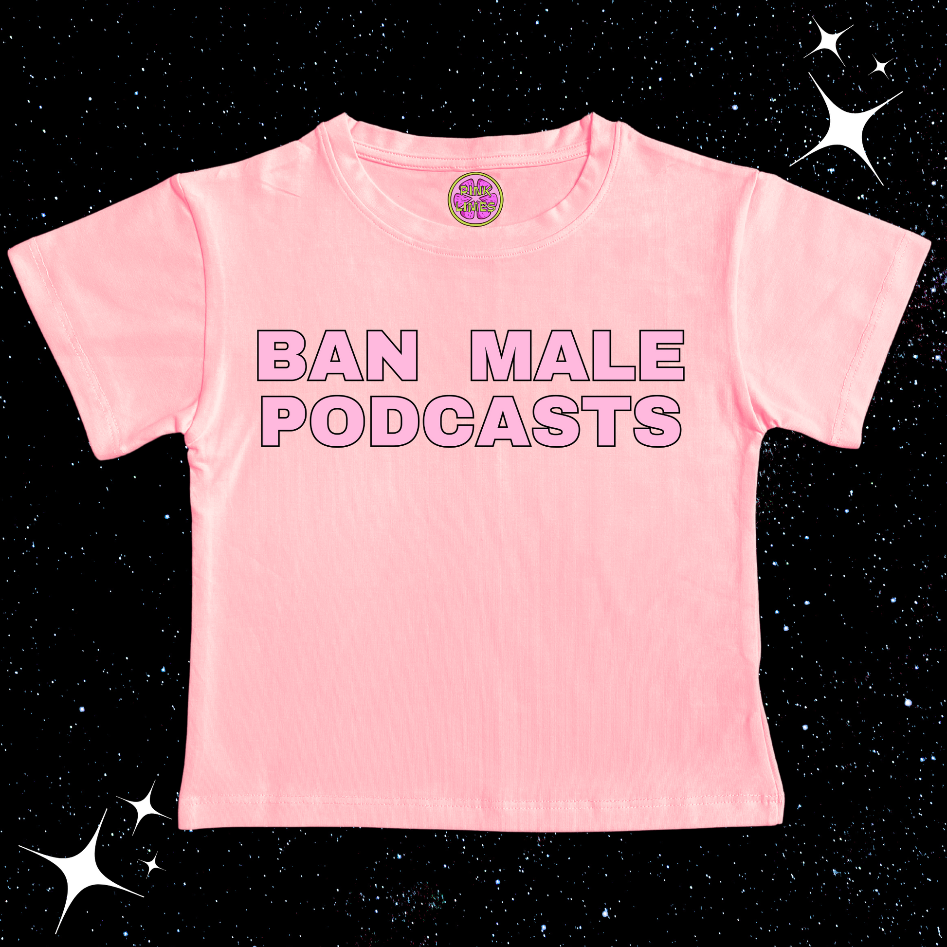 Ban Male Podcasts Crop Tee Pink Shirts & Tops PinkLimes Trending Streetwear