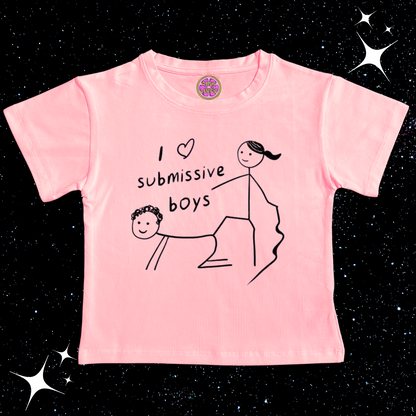 I Love Submissive Boys Crop Tee Pink Shirts & Tops PinkLimes Trending Streetwear