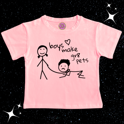 Boys Make Gr8 Pets Crop Tee Pink Shirts & Tops PinkLimes Trending Streetwear