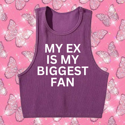 My Ex Is My Biggest Fan Crop Tank Top Purple Shirts & Tops PinkLimes Trending Streetwear