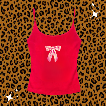 Pink Bow Camisole Top Red Shirts & Tops PinkLimes Trending Streetwear