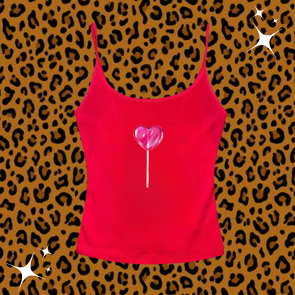 Heart Lollipop Camisole Top Red Shirts & Tops PinkLimes Trending Streetwear