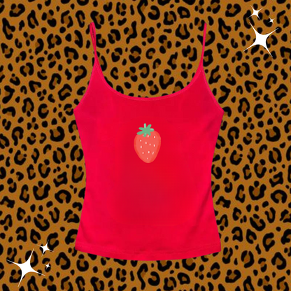 Strawberry Camisole Top Red Shirts & Tops PinkLimes Trending Streetwear