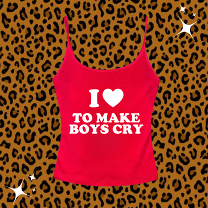 I Love To Make Boys Cry Camisole Top Red Shirts & Tops PinkLimes Trending Streetwear