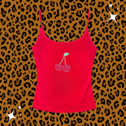 Cherry Camisole Top Red Shirts & Tops PinkLimes Trending Streetwear
