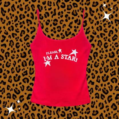 Please I'm A Star Camisole Top Red Shirts & Tops PinkLimes Trending Streetwear