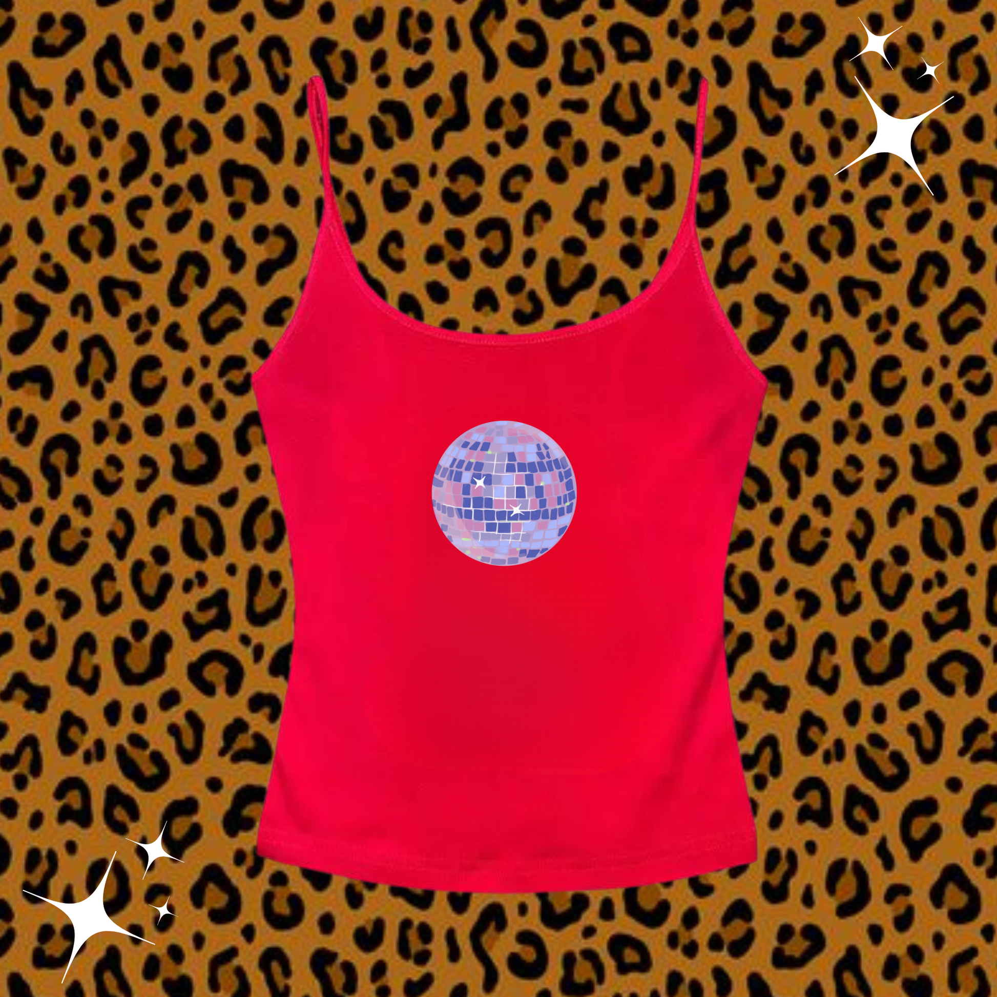 Disco Ball Camisole Top Red Shirts & Tops PinkLimes Trending Streetwear